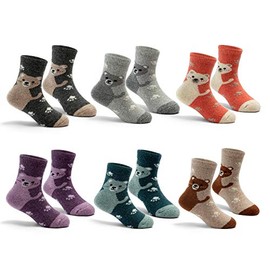 Big Girls Wool Socks Kids Winter Warm Socks Thicken Thermal Crew Socks for Girls 6 Pairs Bears 8-10 Years