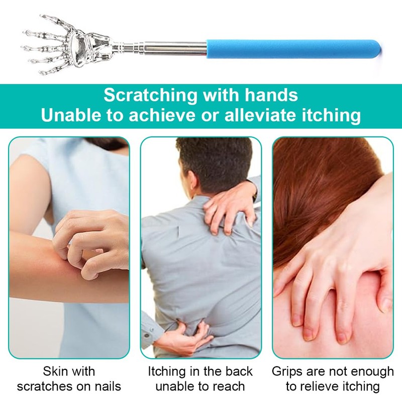 HSIXHAF 5 Pieces Back Scratcher, Telescopic Back Scratcher, Stainless Steel