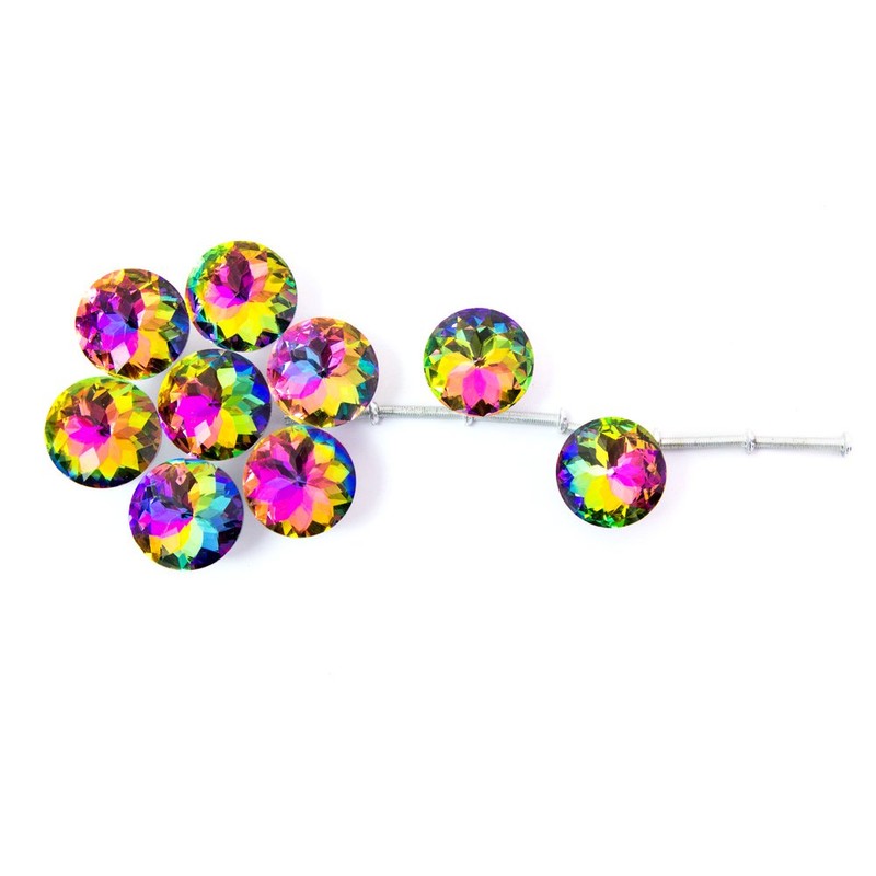 Spriak 10 Pack Drawer Knobs, 30mm Colorful Crystal Glass Cabinet