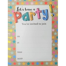 YLAB - 20 Birthday Invitations & Envelopes - Let's Have a PARTY!