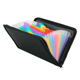 XNHIU Mini Accordian File Folder A6 Mini Rainbow Expanding File Folder 13 Pockets Document Organiser Zippered Expandable Accordion Folders for School Office Home