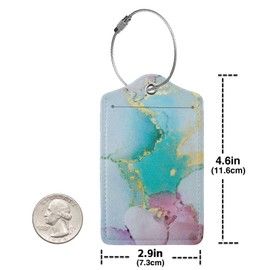 Funny Luggage Tags Stickers for suitcases Name tag Luggage Straps TSA Approved Luggage Tags for Cruise Ships Beach Vacation Essentials 2 Pack (Pink Ocean Marble)