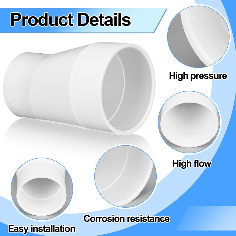 Pushglossy 4" X 3" PVC Pipe Fitting Compatible with 429-E