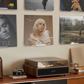 BLOLYO Clear Vinyl Record Shelf Wall Mount 8 Pack,Acrylic Album Record Holder Display,Vinyl Record Shelf Stand and Wall Mount Display,Acrylic Record Frame Show Your Favorite LP(Clear)