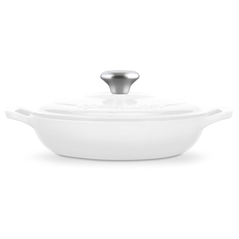 ROSSALLINI Signature Enameled Cast Iron Braiser, Non-Stick Serving Pot with