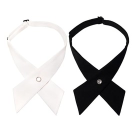 AWOCAN Bow Tie Set Adjustable Cross Bow Tie Neck Tie JK Uniform Bow Tie for Women/Men/Girls/Boys, Black+white, One size