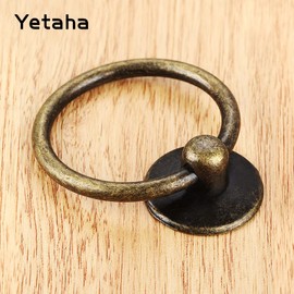 Yetaha 20Pcs Vintage Dresser Ring Handles, Antique Bronze Drop Knobs, Zinc Alloy Cabinet Pulls for Drawer Closet Wardrobe Cupboard Door Kitchen Furniture Decoration, with Screws