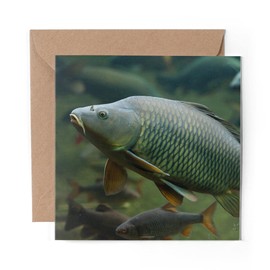 1 x Greeting Card Wild Common Carp Fish Fishing - Blank Birthday Celebration Anniversary #15753