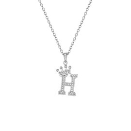 Hcvone Initial Silver Necklace Charm Choker Jewellery Birthday Christmas Letter A Dainty Crown Crystal Pendant Alphabet Necklaces For Girls Teen Women (H)