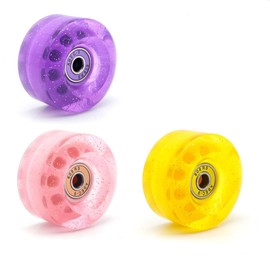 Yidome 8 Pack 58 * 32mm No Light Indoor QUAD Roller Skates Wheels 82A double Line Skates Wheels with Bearings for Double Row Skating Quad Skates Accessories(Yellow)
