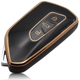 FOAMO Car Key Case Compatible with VW, Seat, Skoda, Cupra Car Key - TPU Key Case - Key Cover - Protection for Car Keys Black / Gold
