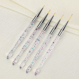 Etercycle 5Pcs Nail Art Liner Brushes, Nail Gel Polish Painting Brush Set, Thin Nail Art Dotting Drawing Pen (7/9/11/15/20mm)