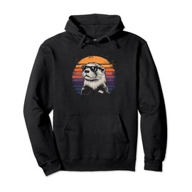 Sea Otter Animal Sunset Retro Vintage 70s Nature Lovers Pullover Hoodie