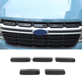 for Ford Maverick LARIAT Grille Inserts Trim Cover ABS Exterior Accessories Decoration Trim Cover 2022 2023 2024 (Carbon fiber grain)