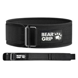 BEAR GRIP - Self Locking Weight Lifting Belt, Premium Weight Lifting Belt for Crossfit, Powerlifting, Bodybuilding, Lifting Belt for Men and Women (Black, M)