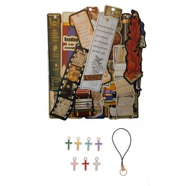 SOWAKA 30 Set Bookmark with Cross Charm Inspirational Scripture Christian Bible Verses Positive Motivational Page Marker for Church Supplies Book Lovers Graduation Gift (Reading)