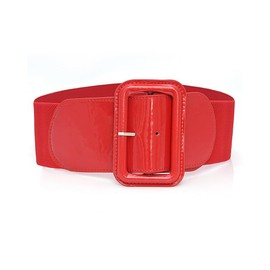 XFSRG Gürtel Damen Breiter Taillengürtel Schwarz Lackleder Elegantes Design für Modebewusste Frauen (Rot)