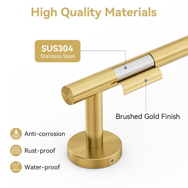 Brushed Gold Towel Bar, 30 Inch Towel Rack for Bathroom