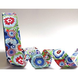Ribbon Queen 30mm Double Fold Bias Binding Tape Floral for Sewing, Sewing, Piping, Hemming, Quilting, Patching, Outfits and Crafts (5m Bloom 30mm Bias Binding)
