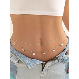 Waist Belly Chain Body Jewelry for Women Adjustable Chain Belt Summer Stuff Beach Party Outfits Accessories
