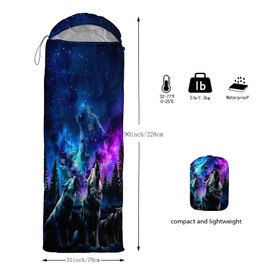 lneffble Wolf Sleeping Bag for Kids Camping，Suitable for Children Boys and Girls Portable, Waterproof, Compact and Lightweight, Great for Outdoor Camping, Backpacking and Hiking