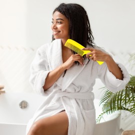 Allegro Comb 1004 Wide Tooth Detangling Hair Combs For Women, Stylists & Curly Hair Teasing Comb Mens Comb 1 Piece. (Lemon)