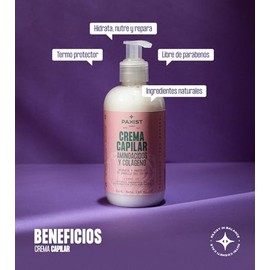 Crema Capilar Orgánica adicionada con Aminoácidos & Colágeno - Crema capilar natural libre de sulfatos, parabenos y siliconas. Hidrata y protege tu ca