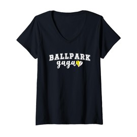 Womens Ballpark Gaga Grandma Softball Baseball Gaga Of Ballers V-Neck T-Shirt
