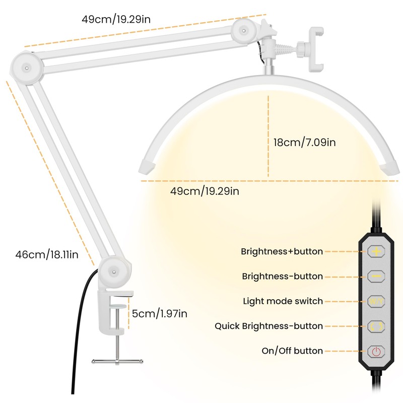 gelpal 3000 Lumens Adjustable LED Hilf Moon Light for Desk
