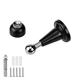 Lizavo DS-002 Stainless Steel Soft-Catch Magnetic Door Stop in Flat Black, Wall Mount (Black 1 Pack)