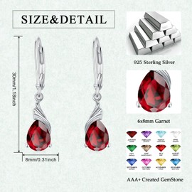 SEIYANG January Birthstone Earrings for Women Garnet Earrings Teardrop Dangle Drop Earrings Birthday Anniversary Fine Jewelry for Women Girls