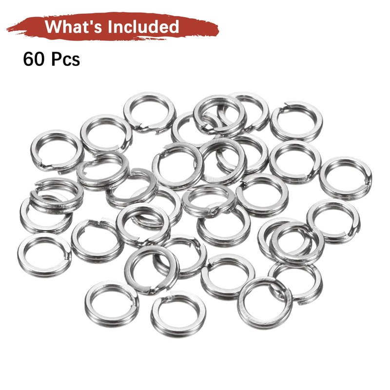 TIXIPEM Split Rings Fishing [60PCS] - Stainless Steel Flattened Terminal