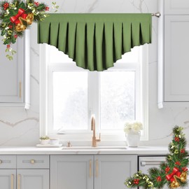 OYRING Blackout valances for Windows Energy Efficient Rod Pocket Curtain Valance for Living Room Kitchen and Bedroom Moss Green (39 x 20 Inch, 1 Panel)