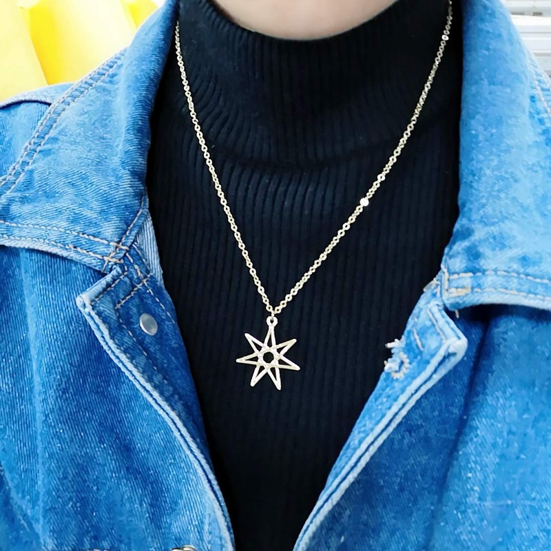 NOUMANDA Elven or Faerie Seven Pointed Star Septagram Pendant Necklace