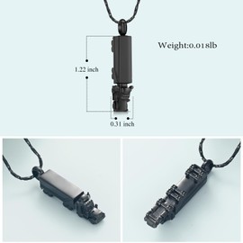 Urn Necklace for Ashes for Men Adults Stainless Steel 18 Wheeler Semi Truck Cremation Jewelry Urn Pendant Ashes Holder Memorial Locket (Black)