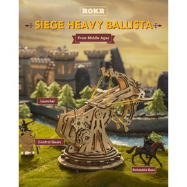 ROKR DIY Wooden Catapult Kit-3D Wooden Puzzle for Adults-Wood Ballista Model Building Kit-STEM Gift for Boys and Girls