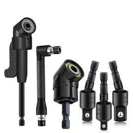 Aswalling 6Pcs Right Angle Drill Attachment Set with 105° Angle Drill Adapter and Impact Grade Socket Adapter