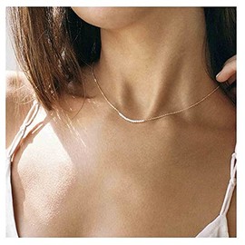 Yheakne Boho Pearl Pendant Necklace Gold Pearl Bar Choker Necklace Bridal Pearl Chain Necklace Wedding Necklace Jewelry for Women and Teen Girls