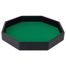 Gesserit Dice Board with Felt Pad, Green Felt Lined PU Leather Octogon Dice Tray for Dungeon Crawler Games