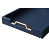 HofferRuffer Faux Leather Rectangle Serving Tray Decor Platter with Gold