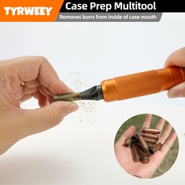 TYRWEEY Case Prep Multitool, Case Chamfer Deburring Tools for Reloading, Primer Pocket Reamers and Cleaners for Removing Crimps (Orange)