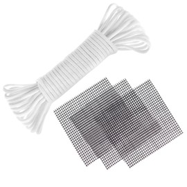 ORIMERC 200 Pcs 2 x 2 inch Plant Pot Drainage Hole Mesh Pad Screen with 30 feet Self Watering Hydroponic Wick Cord DIY Vacation Automatic Waterer Sitter Potted Bonsai Succulent Flower Bottom Grid Mat