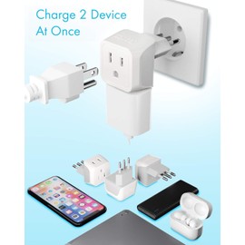 Ceptics Italy Travel Plug Adapter, Chile Plug Adapter with Dual USA Input, Compact Type L Plug Adapter, Safe Grounded Plug, Perfect for Cell Phones, Laptops, Chargers, 3 Pack - CT-12A