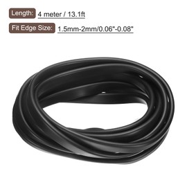 uxcell U Channel Edge Trim, 13.1ft Length Rubber Guard Seal Strip Edge Protector Round Type Fit for 1.5-2mm Edge, (3/16" W x 7/16" H) Black