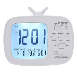 Smart Alarm Clock Multifunctional LED Digital Display 12/24 Hour Switch Household Bedroom SuppliesWhite
