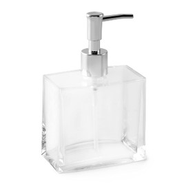 Huang Acrylic Clear Rectangular Refillable Liquid Soap Dispenser Pump for Bathroom Vanity Countertop, Kitchen Sink - Holds Hand Soap, Dish Soap, Hand Lotion