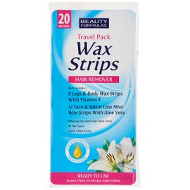 Beauty Formulas Travel Hair Removal Wax Strips 20-Pieces