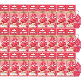 AREON Mon Auto Lufterfrischer Wassermelone Duft Autoduft Rot Anhänger Hängend Aufhängen Spiegel Pappe 2D Wohnung (Watermelon Set Pack x 24)