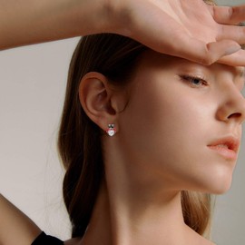 POPLYKE Ladybug Earrings for Women Sterling Silver Ladybug Leverback Hoop Earrings Jewelry(ladybug zircon earrings)