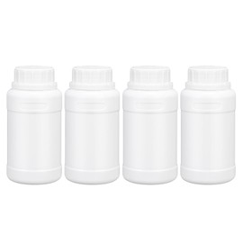 UMETASS 8oz/250ml Plastic Food Grade Storage Bottles, Wide Mouth HDPE Chemical Reagent Sample Bottle Liquid Containers with Sealed Caps (White, 4 Pcs)